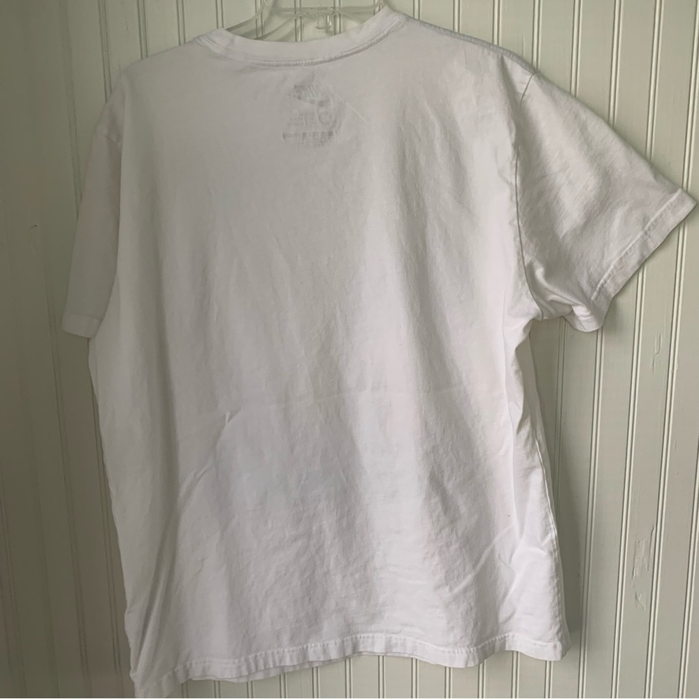 Nike (XL) Vintage T-Shirt - White w Nike Check Logo embroidered in Teal - Picture 4 of 4